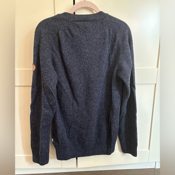 Fjallraven Ovik round neck crewneck wool sweater navy blue men's small - Picture 5 of 8